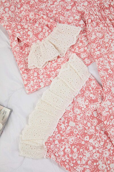 Trendyol Collection Pink Floral Shally Woven Pajama Set Thmaw26Pt00185