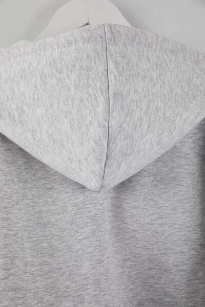 Trendyol Curve Kar Melanj Hooded Oversized Crop Boy Oversized Sweatshirt Tbbaw26Ao00030