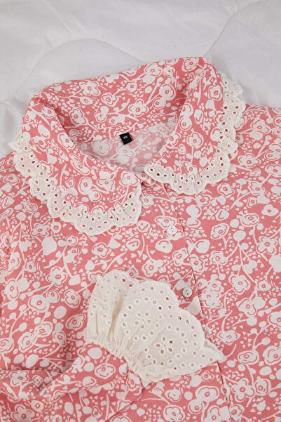 Trendyol Collection Pink Floral Shally Woven Pajama Set Thmaw26Pt00185