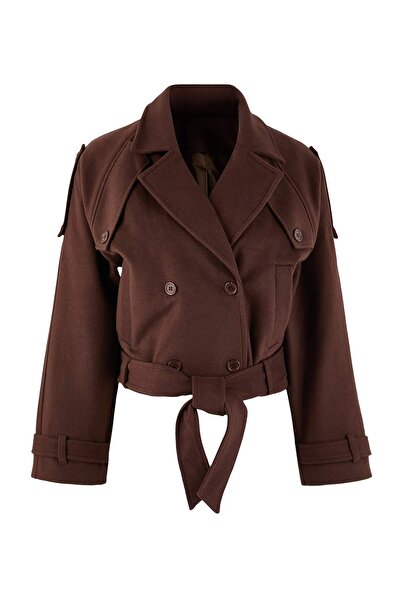 Trendyol Collection Dark Brown Regular Coat Twoaw25Kb00049