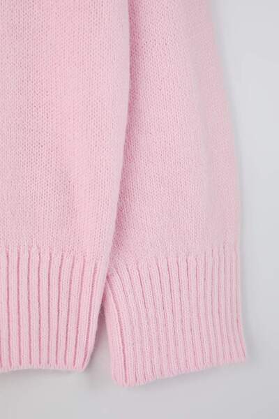 Trendyol Curve Pink Wide Fit Soft Textured Knitwear Sweater Tbbaw26An00061