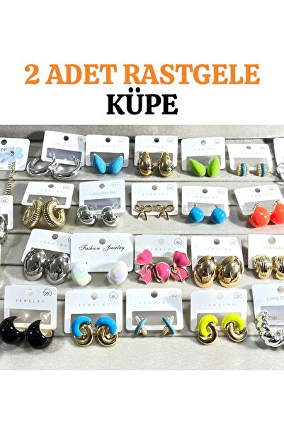 JANRA WORLD iki Adet Rastgele Ithal Küpe Seti | Kararma Yapmaz Yazlık Renkli Küpeler | Yeni Sezon Kadın Küpe