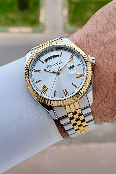 Ferrucci Gold Gümüş Renk 41 mm İç Göstergeleri Aktif Erkek Kol Saati