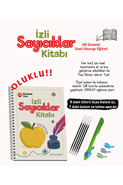 akademik zeka İzli Sayıcıklar Kitabı Oluklu( 1 adet sihirli uçan kalem- tutma...