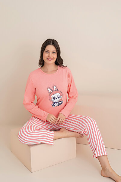 rindahomewear ΓΥΝΑΙΚΕΙΟ ΣΕΤ ΠΙΤΖΑΜΑ ΜΕ ΜΑΚΡΥ ΜΑΝΙΚΙΑ ΜΕ ΣΤΑΙΡΙΑ ΣΥΜΠΑΤΙΚΗ