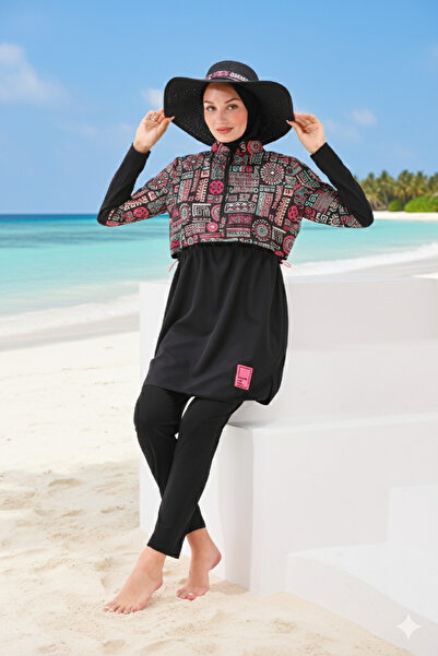 MAG FASHİON ملابس سباحة للحجاب مغطاة بالكامل مكونة من 4 قطع مقاس كبير - بوركيني