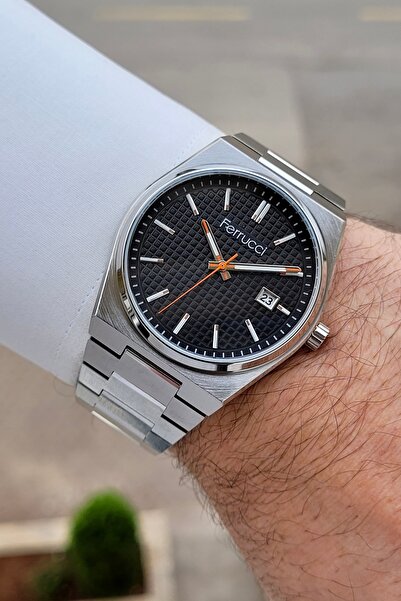 Ferrucci Kadranı Siyah Kordonu Silver Renk 24 Ay Garantili 40 mm Göstergeleri...