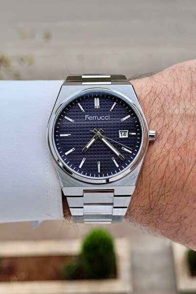 Ferrucci Kadranı Lacivert Kordonu Metalik Renk 2 Yıl Garantili 40 mm Gösterge...