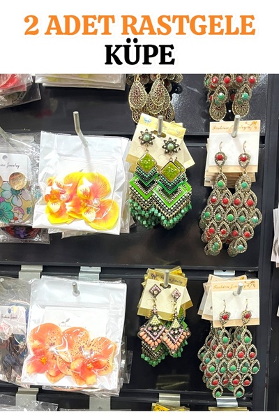 JANRA WORLD iki Adet Rastgele Ithal Küpe Seti | Kararma Yapmaz Yazlık Renkli Küpeler | Yeni Sezon Kadın Küpe