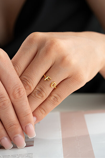 Silvano Jewelry 925 Ayar Gümüş Kişiye Özel Çift Harf Yüzük