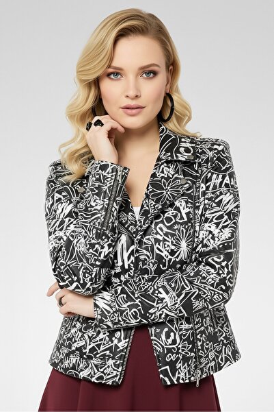 Michael Kors Women Allover Print Long Sleeve Motorcycle Jacket, Multicolor