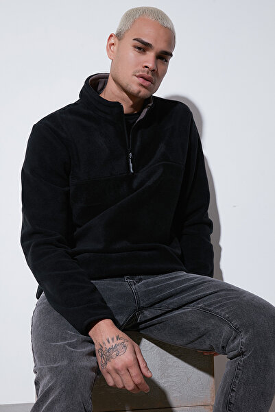Buratti Regular Fit Anti-Pilling Non-Pilling Mock Neck Cold-Proof Fleece-Lined Fleece Men's Pola