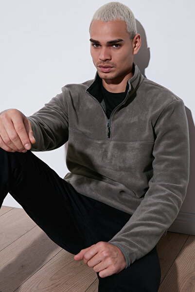 Buratti Regular Fit Anti-Pilling Non-Pilling Mock Neck Cold-Proof Fleece-Lined Fleece Men's Pola