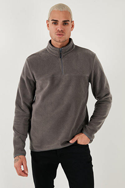 Buratti Regular Fit Anti-Pilling Non-Pilling Mock Neck Cold-Proof Fleece-Lined Fleece Men's Pola