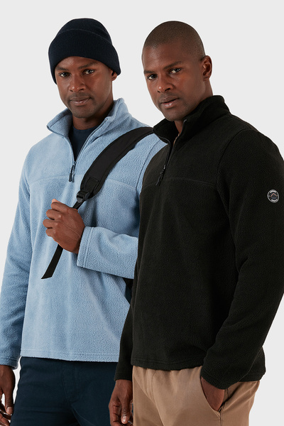 Buratti قصة ضيقة نصف سحاب بملمس ناعم مبطن بالصوف مقاوم للبرد عبوة من قطعتين من الصوف للرجال من POLAR