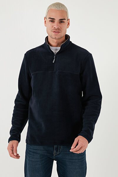 Buratti Regular Fit Anti-Pilling Non-Pilling Mock Neck Cold-Proof Fleece-Lined Fleece Men's Pola