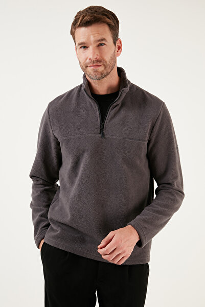 Buratti Slim Fit Half Zipper Soft Texture Fleece-Lined Cold-Proof Winter Fleece Men's Polar 590