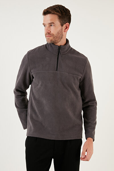 Buratti Slim Fit Half Zipper Soft Texture Fleece-Lined Cold-Proof Winter Fleece Men's Polar 590