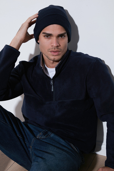 Buratti Regular Fit Anti-Pilling Non-Pilling Mock Neck Cold-Proof Fleece-Lined Fleece Men's Pola