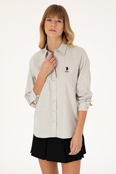 U.S. Polo Assn. Women's Ecru Long Sleeve Basic Shirt 50316518-Vr019