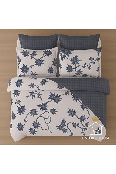 Casa Pucioasa Fine Cotton Bed Linen 6 Pieces - Casa Pucioasa, Blue Floral Pattern