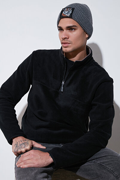 Buratti Regular Fit Anti-Pilling Non-Pilling Mock Neck Cold-Proof Fleece-Lined Fleece Men's Pola