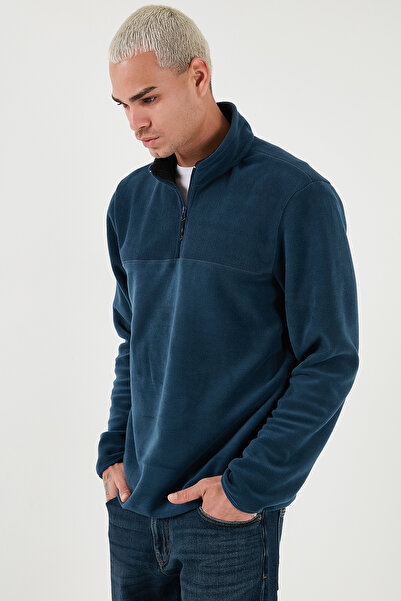 Buratti Regular Fit Anti-Pilling Non-Pilling Mock Neck Cold-Proof Fleece-Lined Fleece Men's Pola
