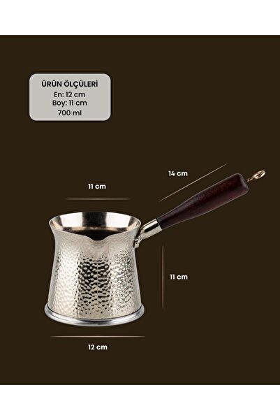 cezpot Telveli Mega Boy Ahşap Saplı Döküm Cezve - İndüksiyonlu Ocaklara Uyumlu 700 Ml