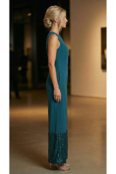 Snobistic Elegant Turquoise Jumpsuit with Sequins