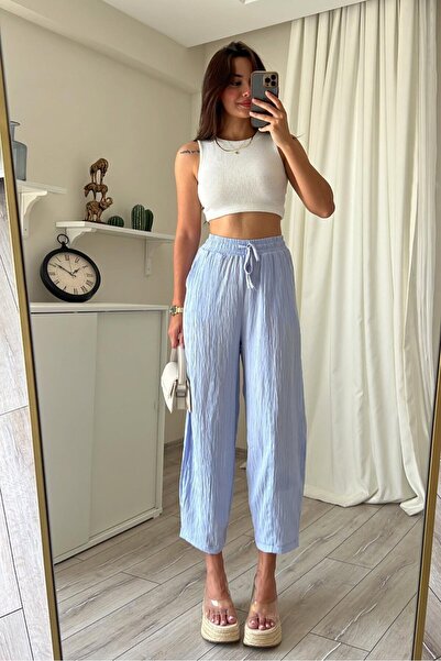 Lady Pixie Παντελόνι Seersucker Shalwar με πλαϊνές τσέπες