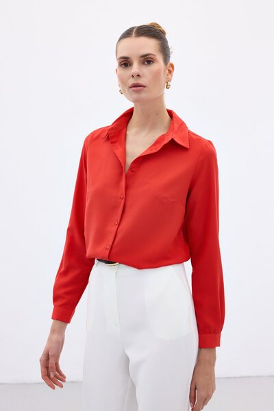 Sateen Červená klasická košile