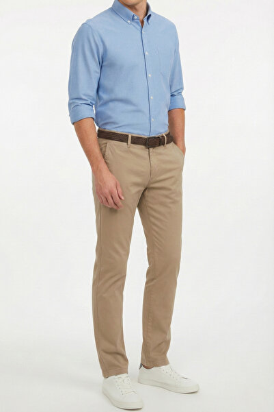 TheSeason Ανδρικό παντελόνι Chino με ελαστική εφαρμογή από βαμβακερό γκαμπαρντίνα σε μπεζ χρώμα