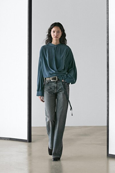 Massimo Dutti Kruvaze dökümlü bluz