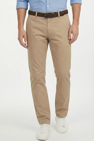 TheSeason Ανδρικό παντελόνι Chino με ελαστική εφαρμογή από βαμβακερό γκαμπαρντίνα σε μπεζ χρώμα