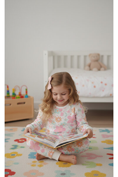 Arya Nisa Kids Girl's Pink Flower Printed 100% Cotton Sh Fleece-Lined Pajama Set