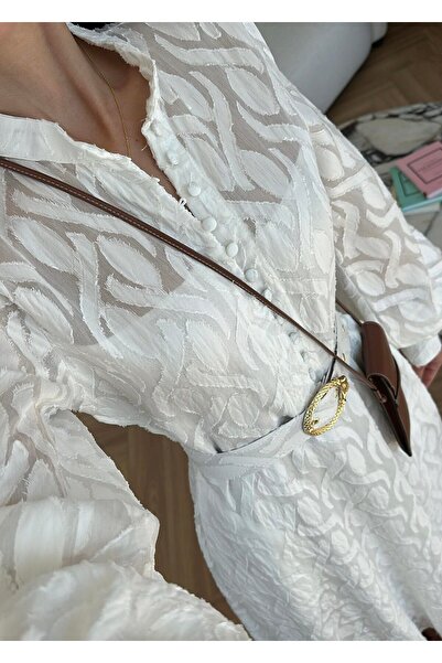 Lady Pixie Μακρύ φόρεμα με λεπτομέρεια με ζώνη και αυτοσχεδιασμένο σχέδιο