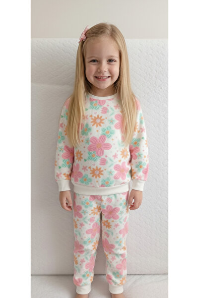 Arya Nisa Kids Girl's Pink Flower Printed 100% Cotton Sh Fleece-Lined Pajama Set