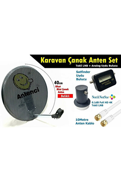 Antenci 40cm Delikli Karavan Çanak Anten Seti Analog Uydu Bulucu