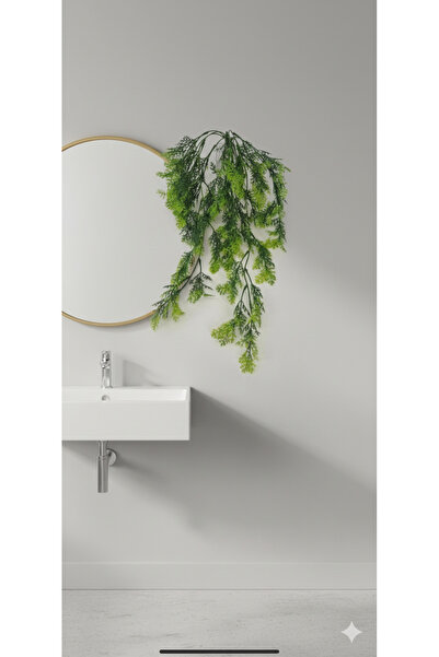 yapay çiçek evi Sarkan 5 Dallı Çam Ağacı Yaprağı Görünümlü Ev Saksı Banyo Çiçeği