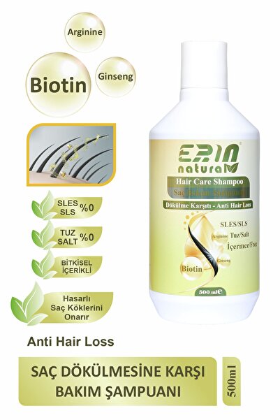 Erin Natural Saç Dökülmesine Karşı Şampuan - Sülfatsız & Tuzsuz 500 ml