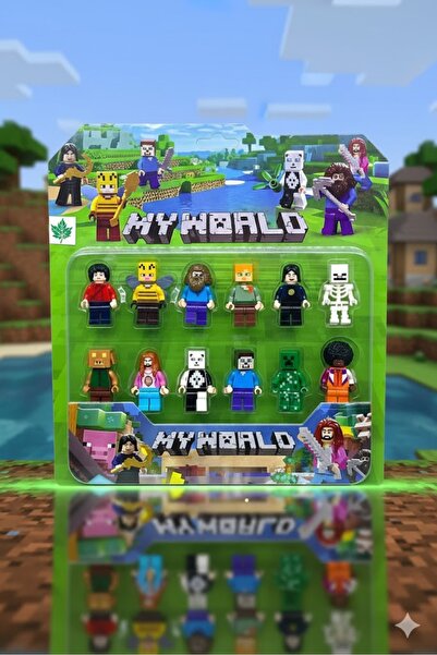 SCOWETTO Minecraft Temalı Yapı Oyuncak Şeklinde 12 Parça Figür Oyuncak