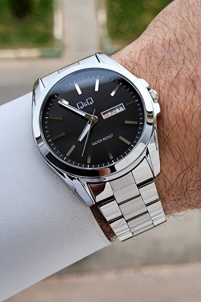 Q&Q Kadranı Siyah Kordonu Gümüş Renk 40,5 mm İç Göstergeleri Aktif Erkek Kol ...