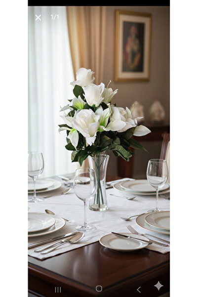 yapay çiçek evi 5 ADET GÜL 5 ADET ZAMBAK ARANJMANLI 423 CM GÜL BUKETİ