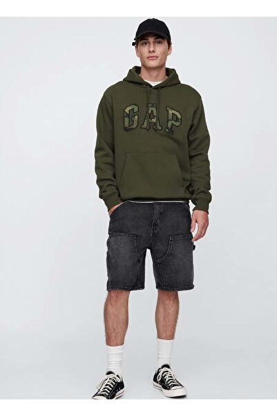 GAP Ανδρικό φούτερ με κουκούλα Relaxed Logo Camo Fıll 799757 KHAKI
