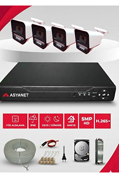 asyanet 4 Kameralı 5mp Sony Lensli Full Hd 1080p Gece Görüşlü Kamera Seti 320...