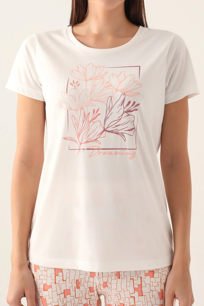 Arnetta Σετ γυναικεία κοντομάνικη πιτζάμες Dreaming White