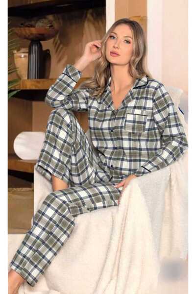 DOWRY Σετ πιτζάμες με μακρυμάνικο υφαντό κορδόνι με κουμπιά