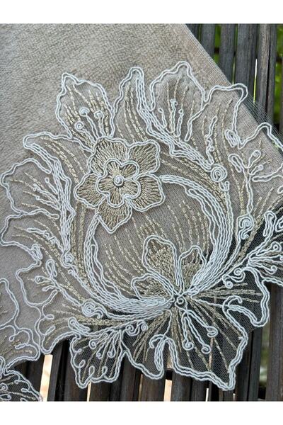 Çeyiz Bahçesi Βελούδινη πετσέτα χεριών Sarem Brushless Laced Cappuccino