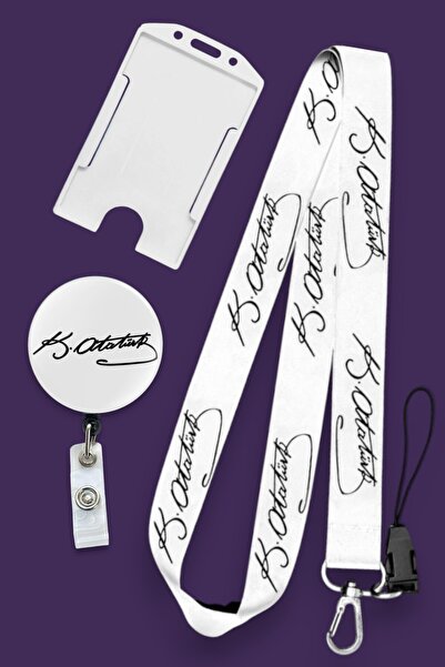 MİLLENEX Mustafa Kemal Atatürk İmza Yaka Kartı Boyun Askı İpi 3 Lü Set Yoyo D...