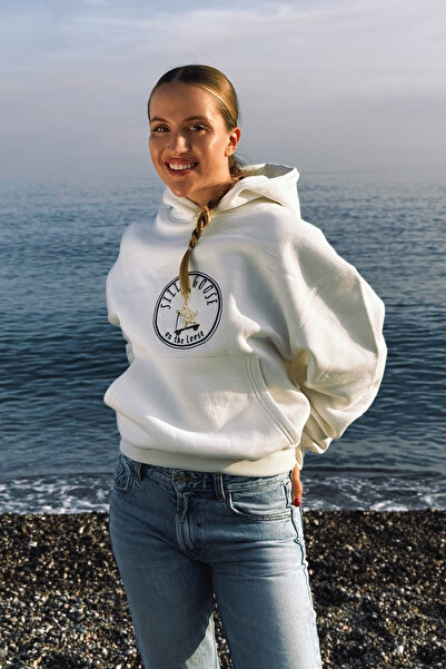 Le'sluette shadow of style Жіночий светр Relaxed Karyoka з вишивкою Silly Goose (Качка) та капюшоном, екрю